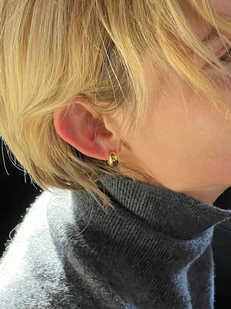 Women's 925 Silver Needle Copper Plated 18K Gold Crescent Moon Ear Studs Simple Commute Earrings Fashion Jewelry Accessories