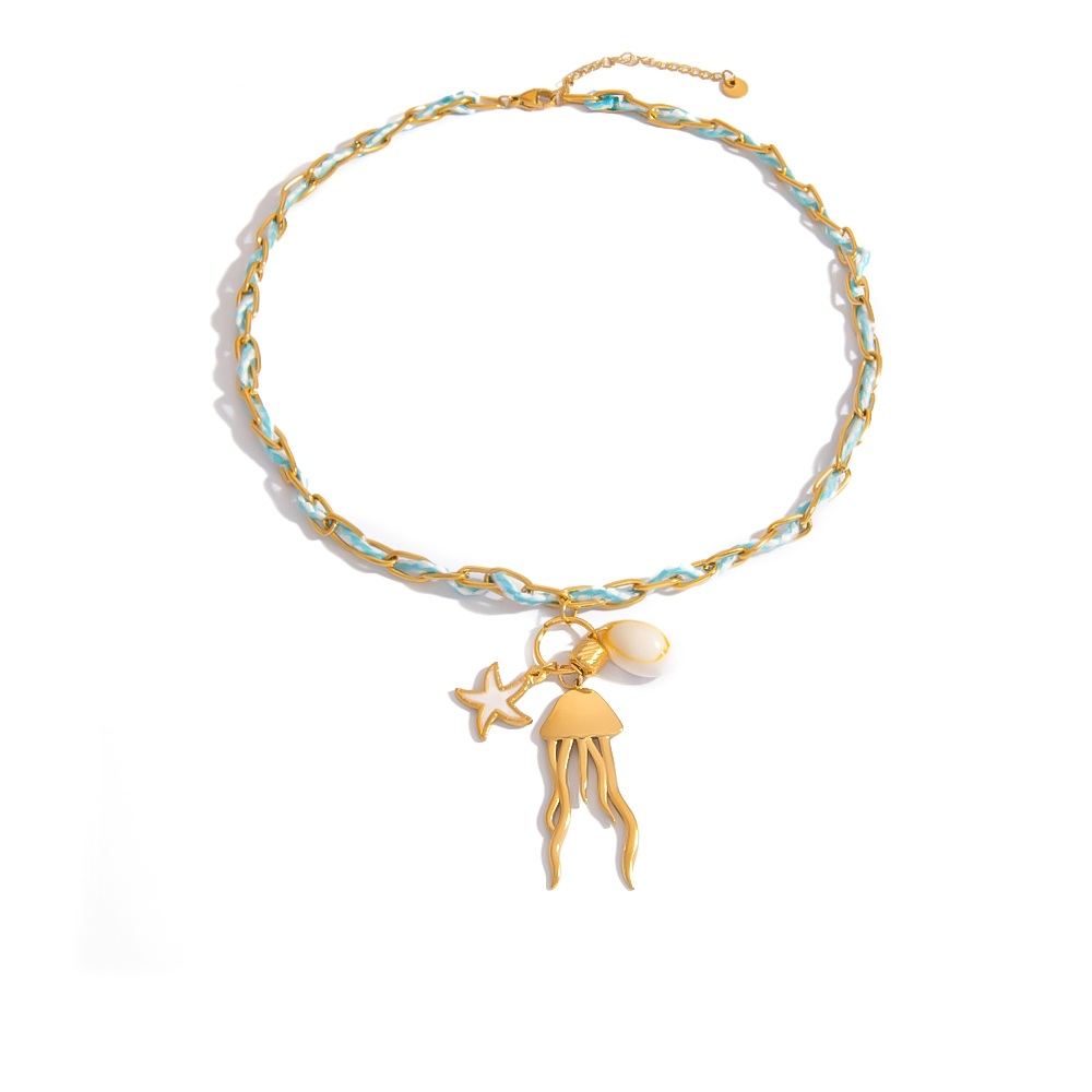Bohemian Style Color Rope Necklace Women's Cotton Rope Ocean Jellyfish Pendant Luxury Clavicle Chain Casual Holiday Classic