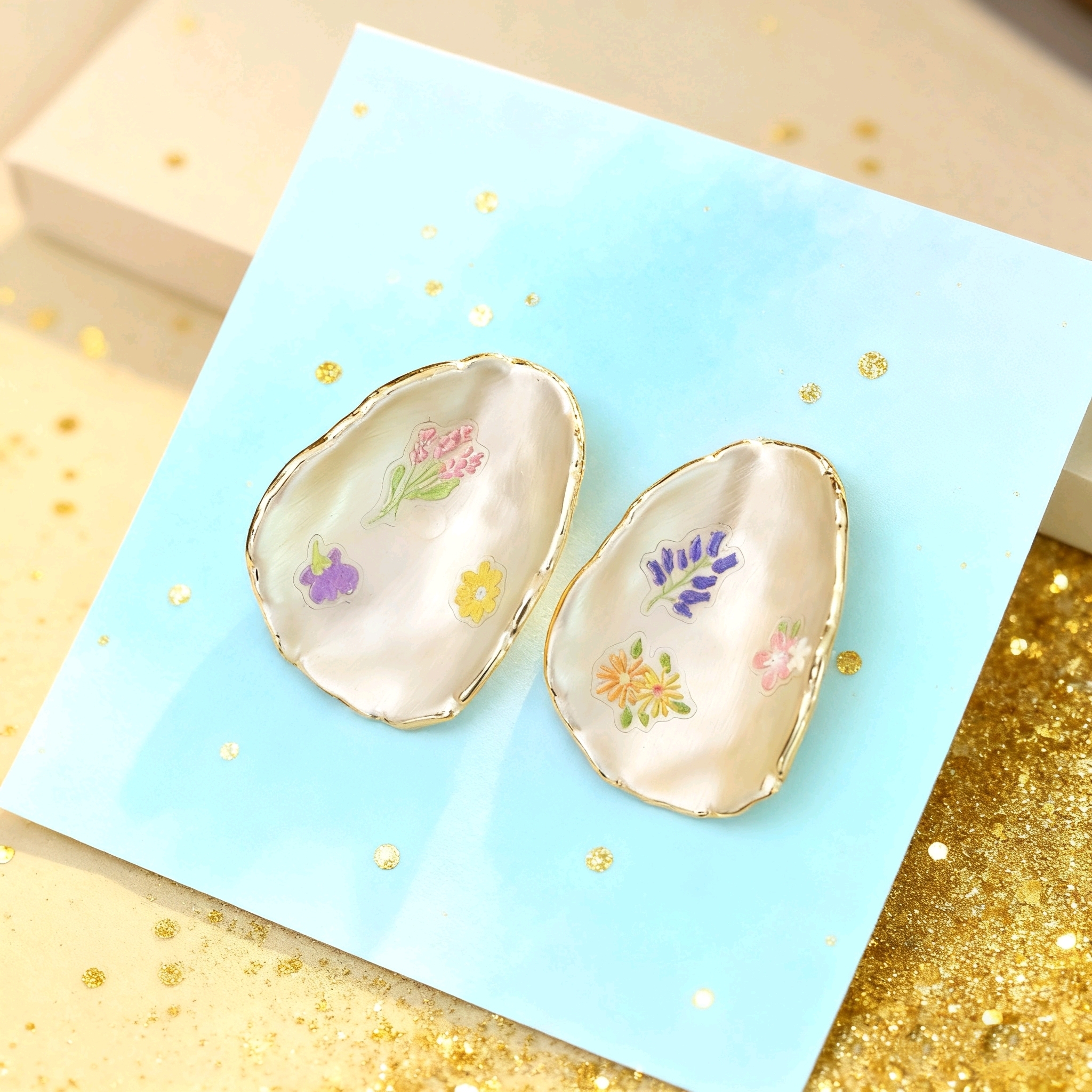 14K Gold Plated Copper French Retro Enamel Flower Stud Earrings Exquisite Art Student Oil Painting Style Niche Unique Design Simple Earrings For Women