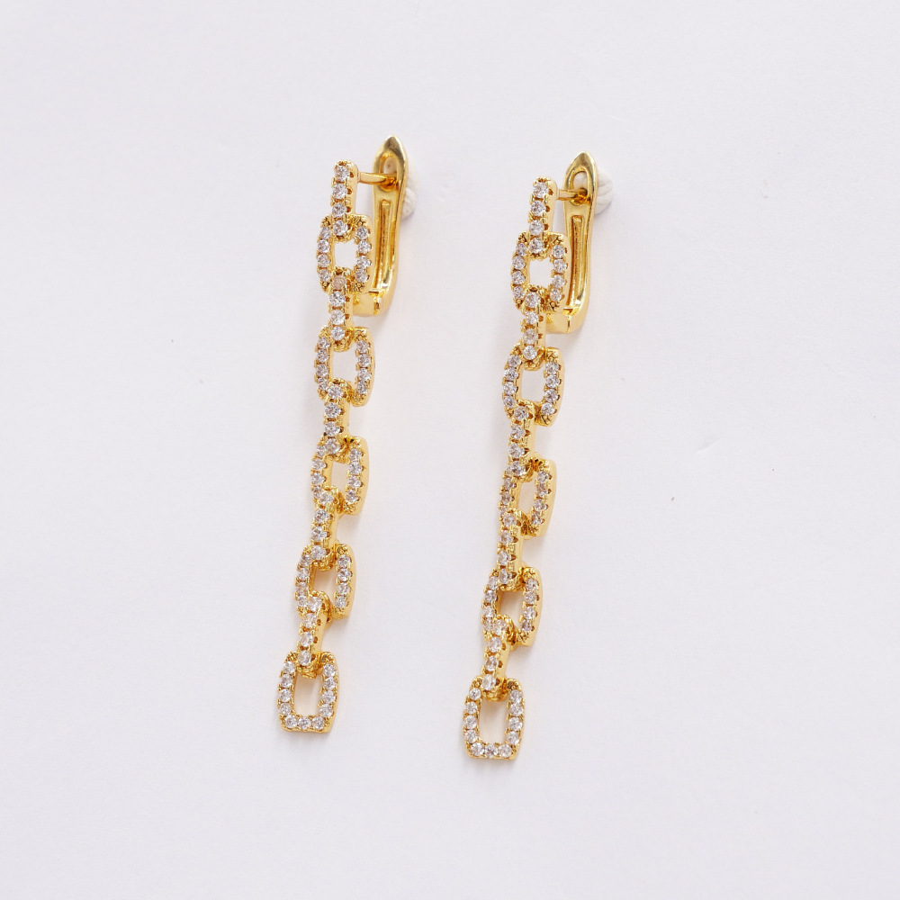 Designer Copper Earrings Micro Inlaid Zircon 18K Gold Plated U-Shaped Clip Earrings Women's Jewelry Accessories