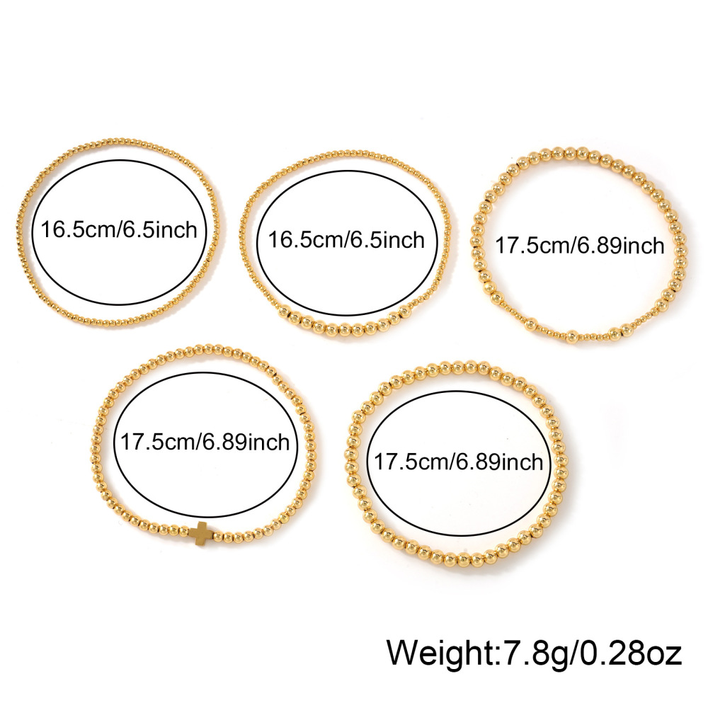 Gold Multi-layer Beaded Bracelet Simple Cool Stackable Round Beaded Bracelet Accessories Unisex