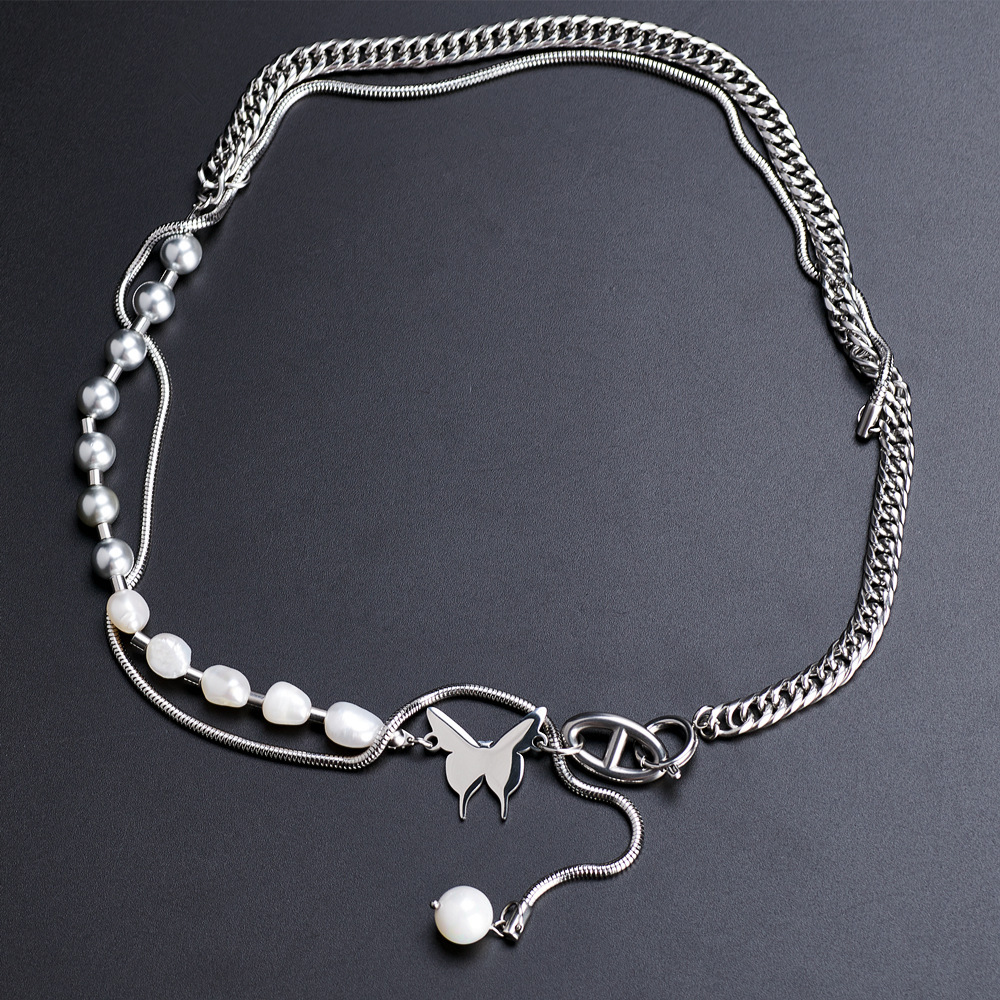 PVD Coated Real Gold Plated 18K Gold Solid Color 304 Stainless Steel Simple Style Classic Style Waterproof Non Tarnish 304 Stainless Steel Layered Necklaces
