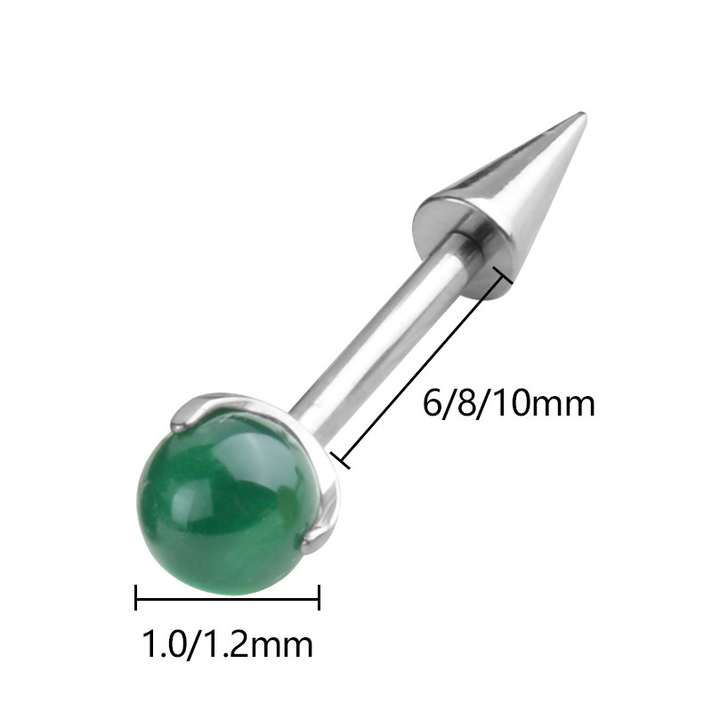 New Natural Stone Ball Demon Eyebrow Piercing Titanium Alloy Earrings Pointed Cone Piercing Jewelry Lip Stud Unisex Fashion Accessories