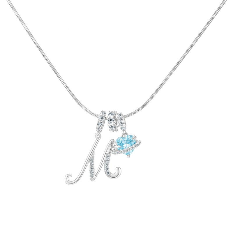 Sweet Heart Letter Pendant Necklace Jewelry Blue Sea Honey Best Friend Series Zircon Fairy Style For Women Copper Material