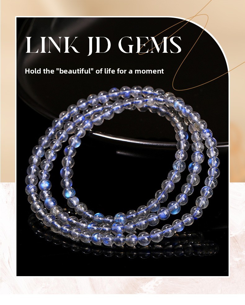 Fashion Multi-Circle Bracelet Natural Blue Light Round Bead Accessories Geometric Pattern Gray Moonstone Multifunctional Jewelry Hand Accessory Unisex