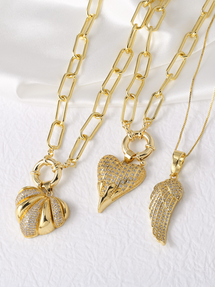 AS Jewelry European And American Cross-Border Hot-Selling Full Zircon Heart Pendant Necklace Copper Gold-Plated Clavicle Chain Nkn97