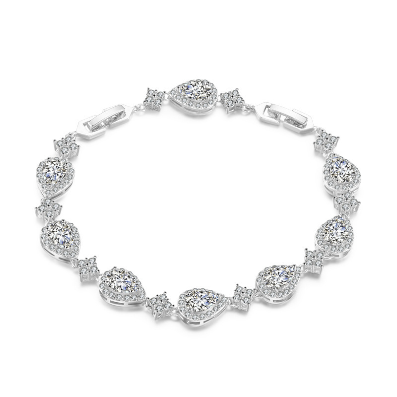 Fashionable Waterdrop Zirconia Bracelet For Women RAKOL Classic European Style Wedding Jewelry Copper Material OL Style