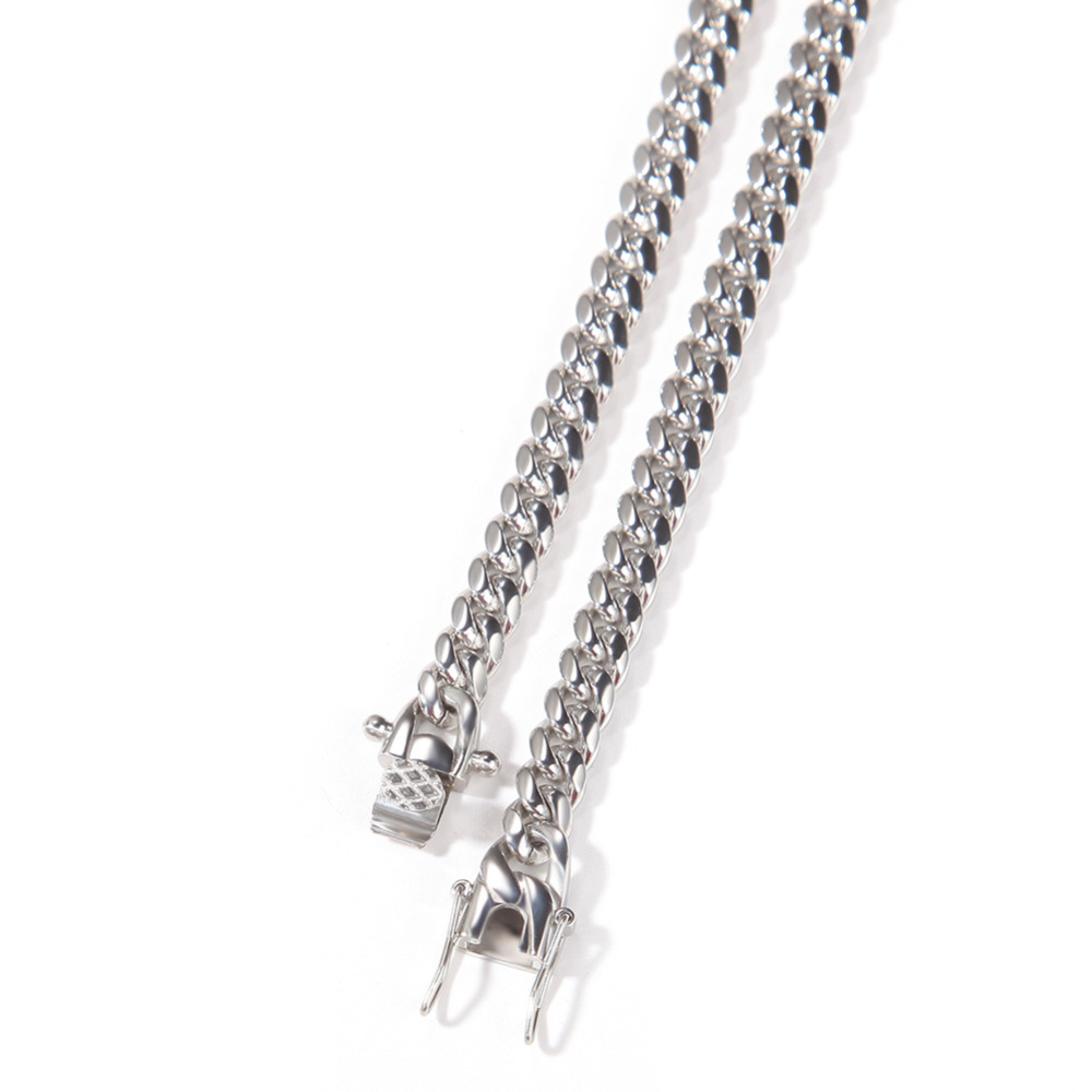 Fashion European And American Hip-Hop Gold-Plated Titanium Steel 6mm Cuban Necklace Men's 316L Stainless Steel Vacuum Electroplated Solid Color Bracelet Fashion Accessories Jewelry