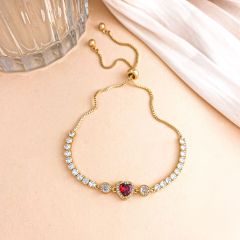 SL214 Pink Heart Bracelet Gold