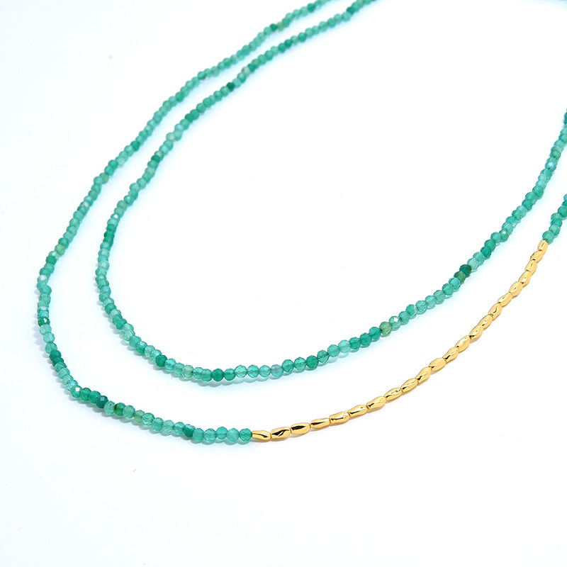 Casual Simple Style Geometric Natural Stone Agate Sterling Silver Gold Plated Sweater Chain In Bulk