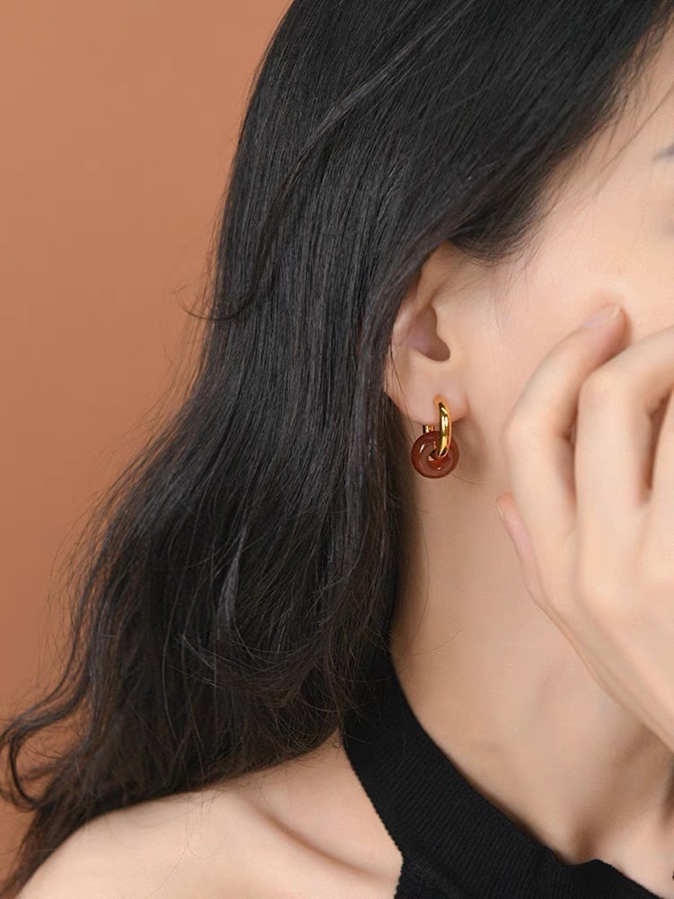 1 Pair Basic Classic Style Geometric Plating Artificial Crystal Natural Stone Drop Earrings