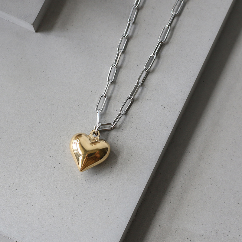 PVD Coated Real Gold Plated 18K Gold Heart 304 Stainless Steel Fashion Waterproof Non Tarnish 304 Stainless Steel Necklace
