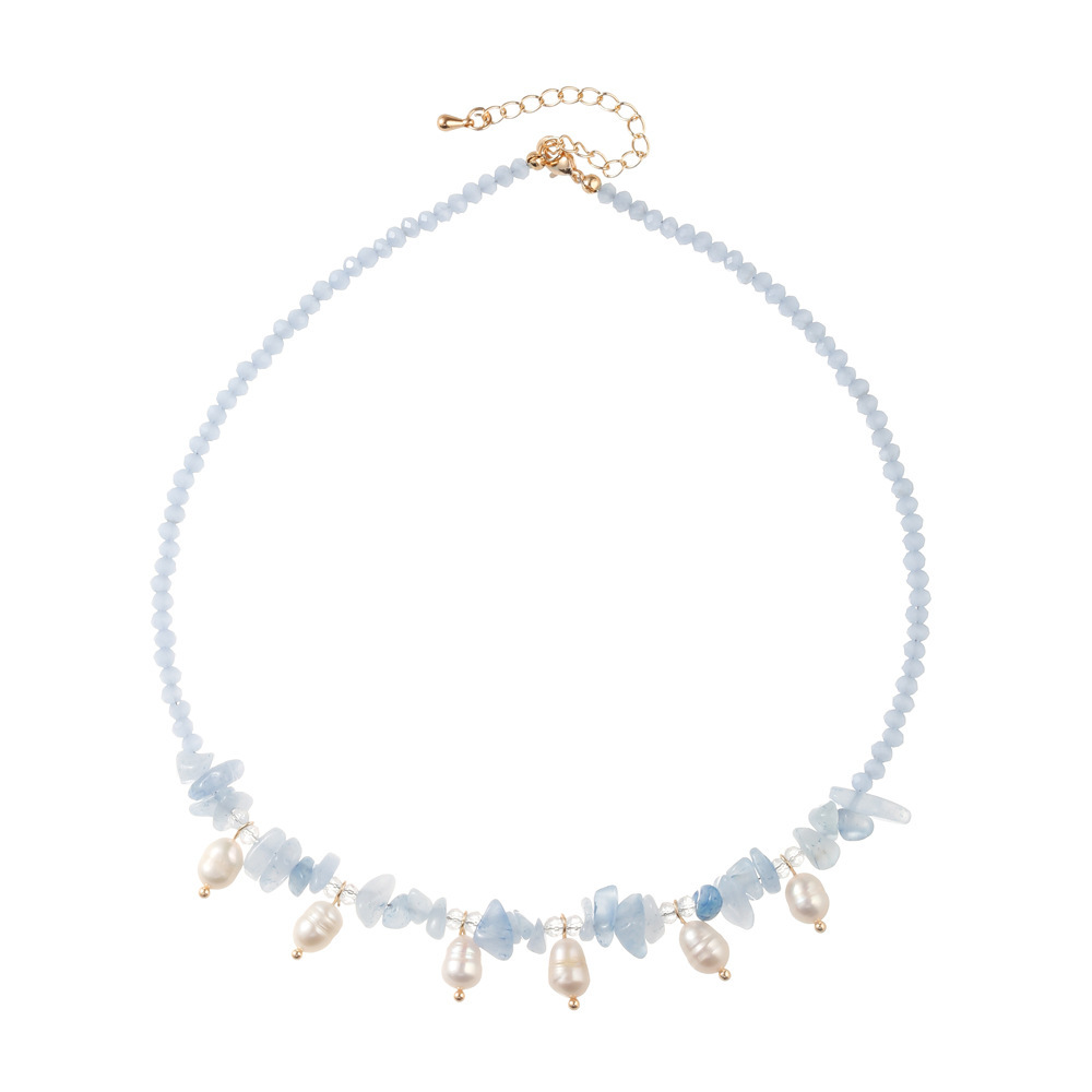 Summer Fresh Fashion Natural Rock Crystal Freshwater Pearl Necklace Versatile Elegant Jewelry Accessory For Women Geometric Pattern