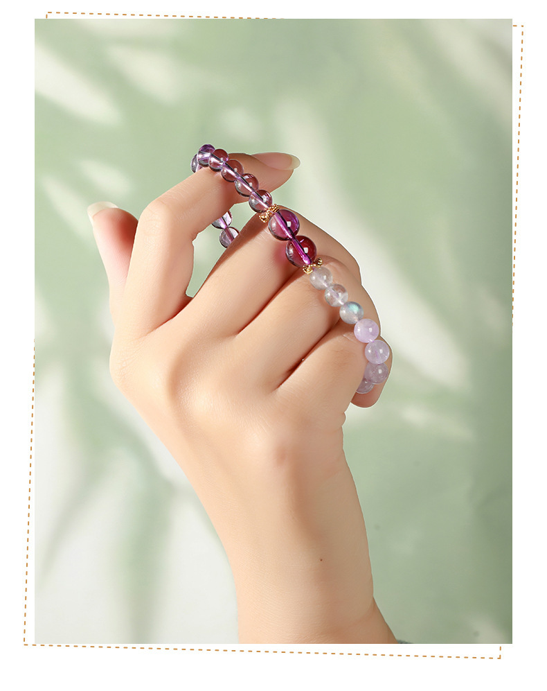 JD Jewelry Natural Amethyst Lucky Bead Design Bracelet Ice Transparent Purification High-end Feel Women's Accessories Simple Style