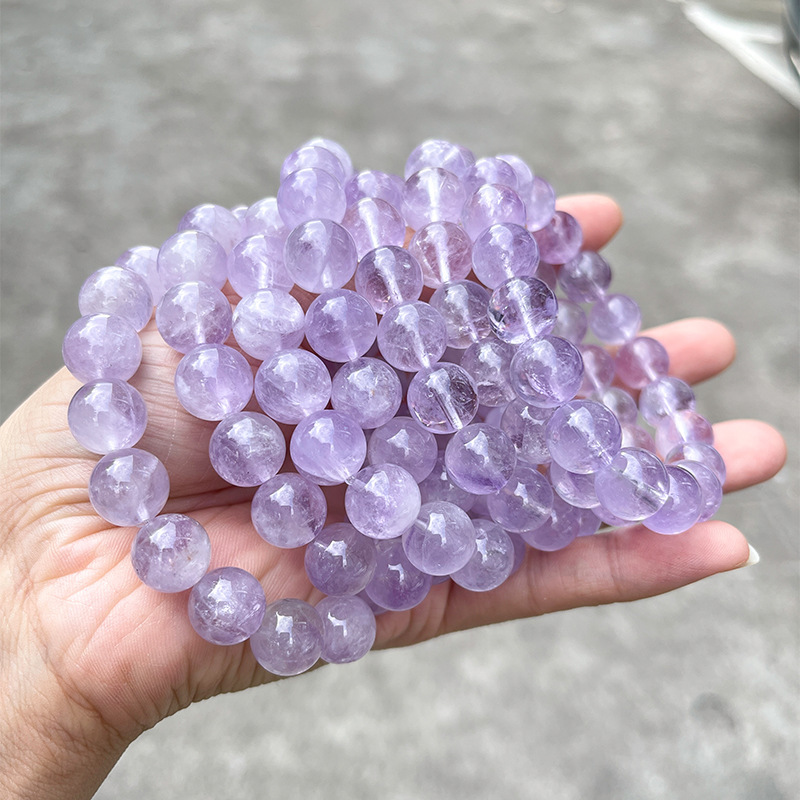 JD Jewelry Natural 5A Grade Lavender Crystal Bracelet Ice Transparent Round Beads Simple Elegant Fashion Women's Geometric Pattern