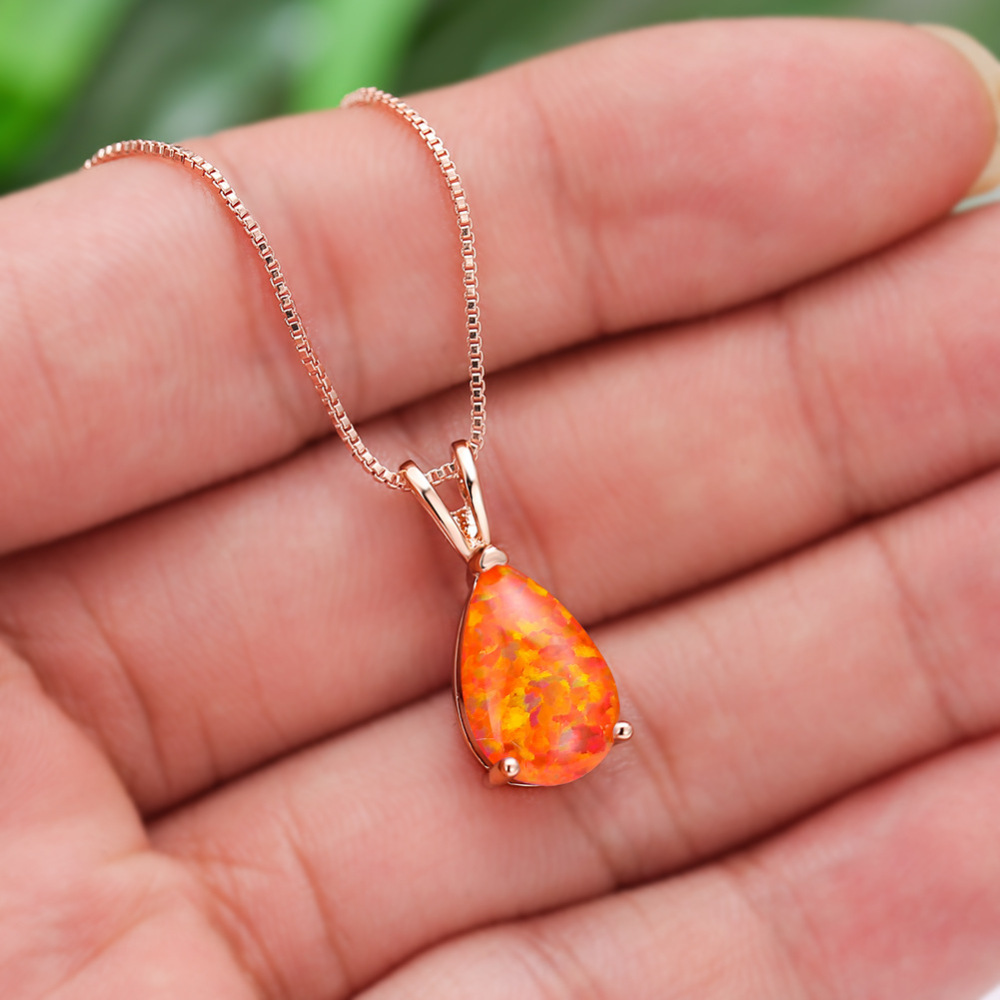 Wish Bestselling Waterdrop Australian Opal Pendant Necklace Women Elegant Versatile Quality Jewelry Fashion Accessories