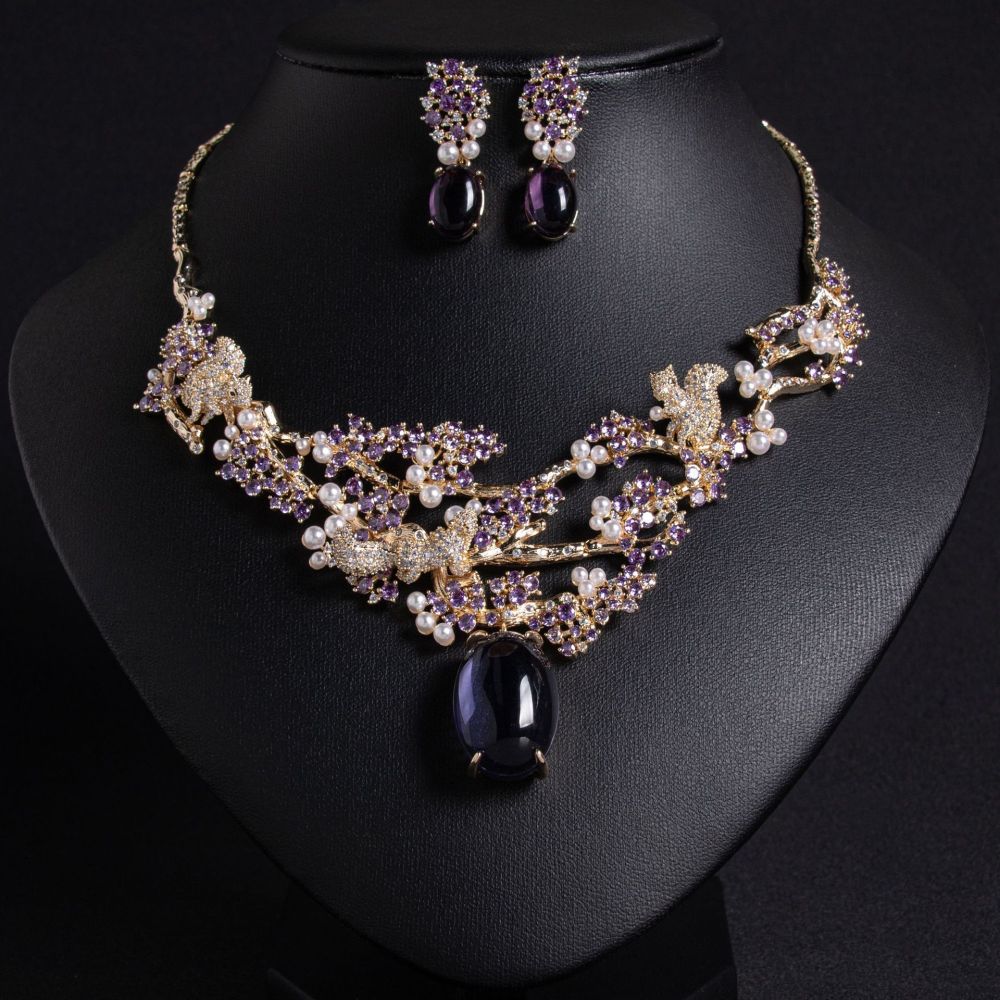 Elegant Short Lockbone Necklace And Earring Set For Women Exaggerated Fashion High End Accessories Dinner Party Jewelry