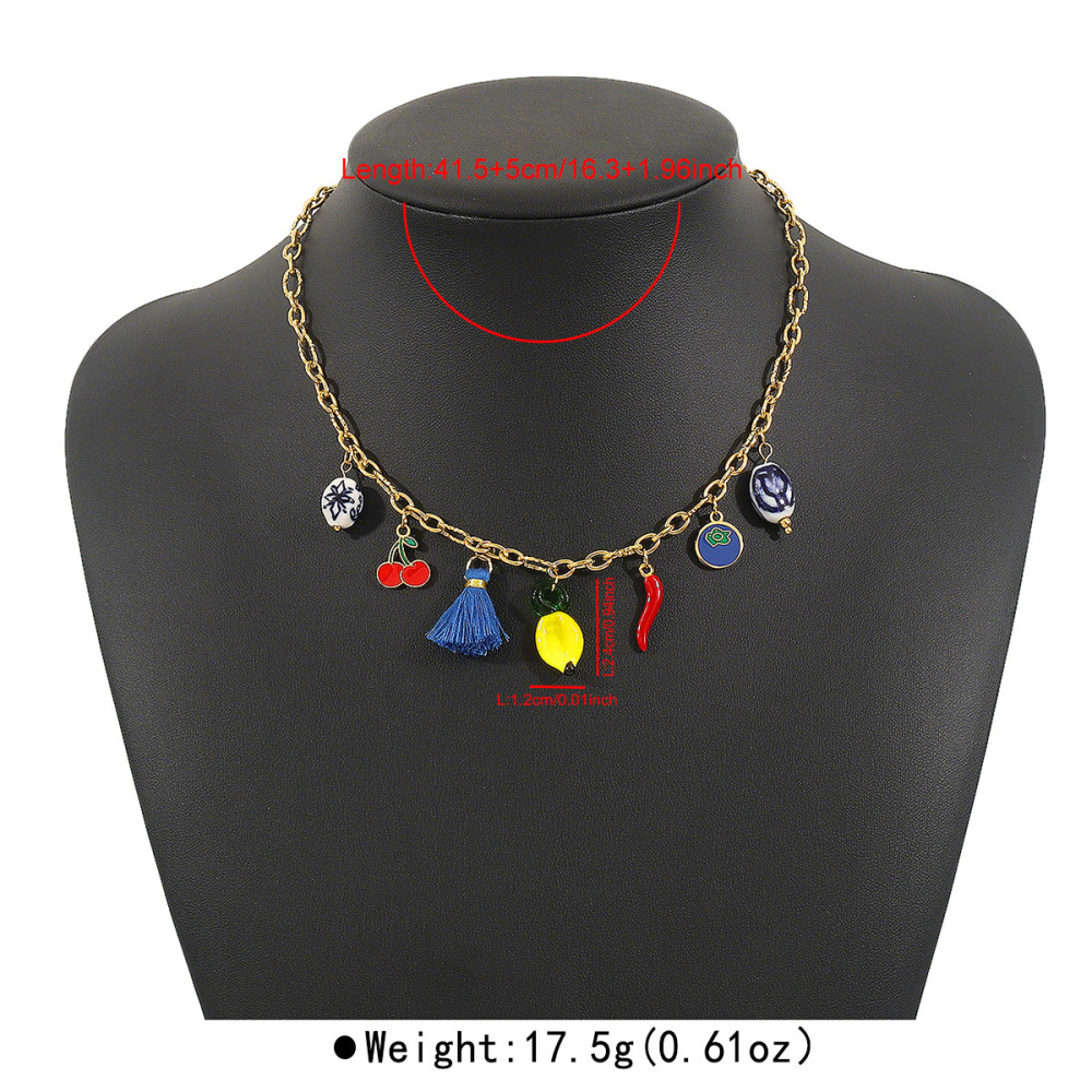 Casual  Style Fruit Pendants Women's Necklace Fashionable Stainless Steel Sun Star Pendant Jewelry