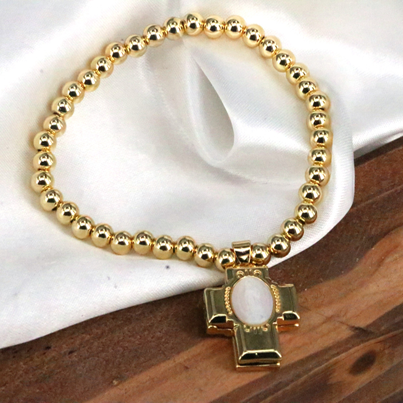 Copper 18K Gold Plated Vintage Style Simple Style Cross Heart Shape Plating Bracelets