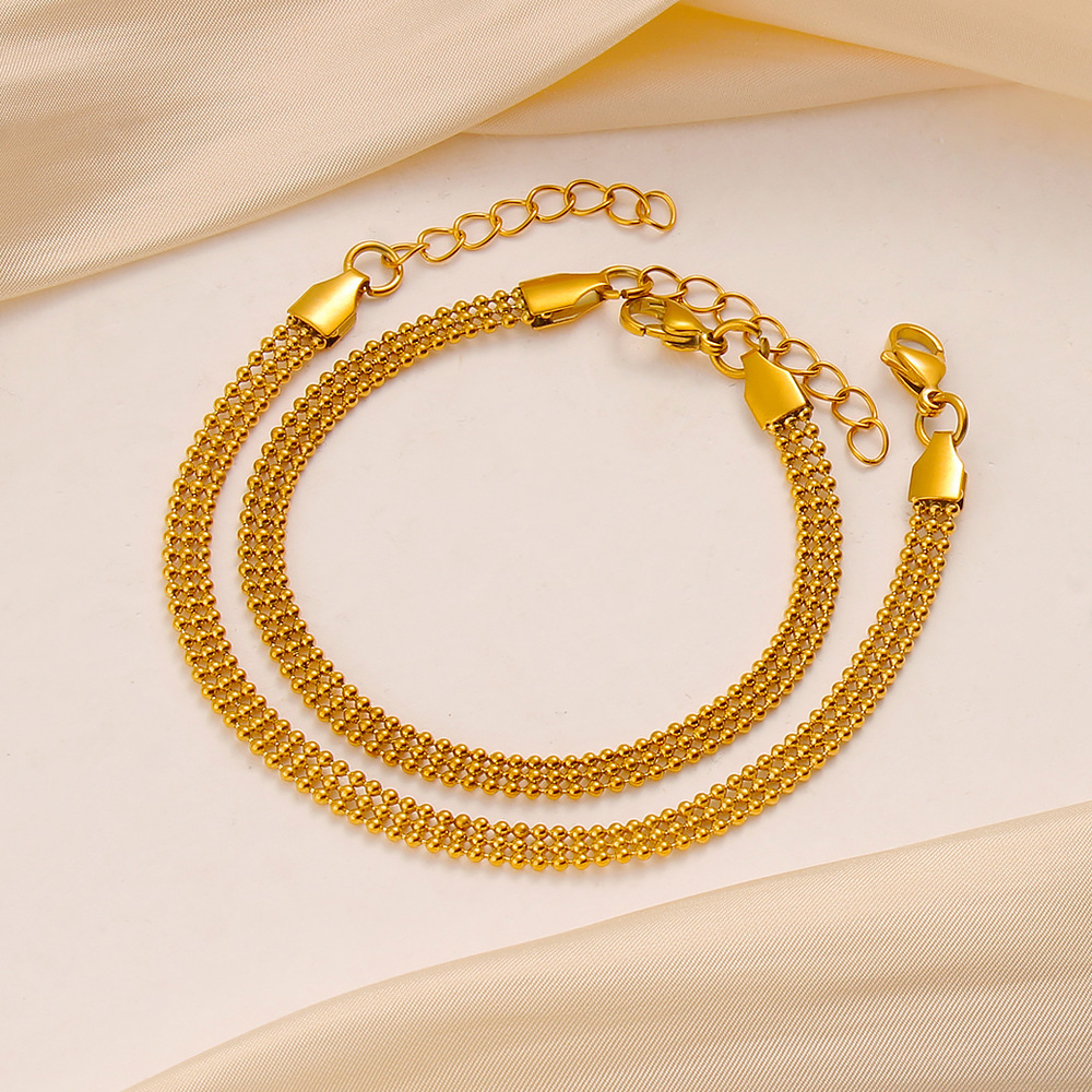 Simple Titanium Steel Gold-Plated Bracelet For Women, Multifunctional Geometric Adjustable Clasp With Inlaid Diamonds For Birthday Party