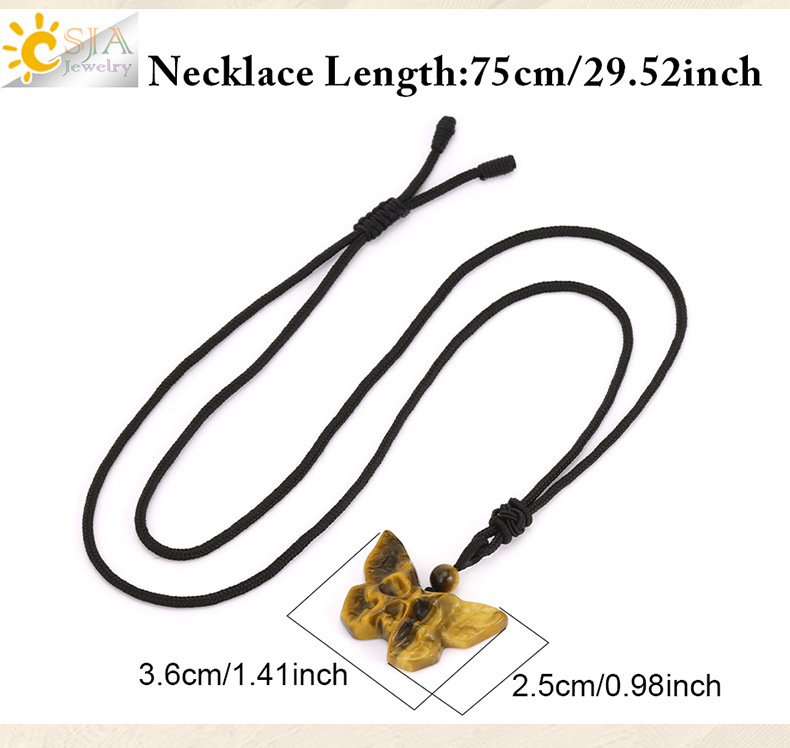 Elegant Retro Style Butterfly Natural Stone Rope Woven Chain Pendant Necklace Wholesale Carved Grimace Semi-Precious Crystal Halloween Theme Jewelry Accessories