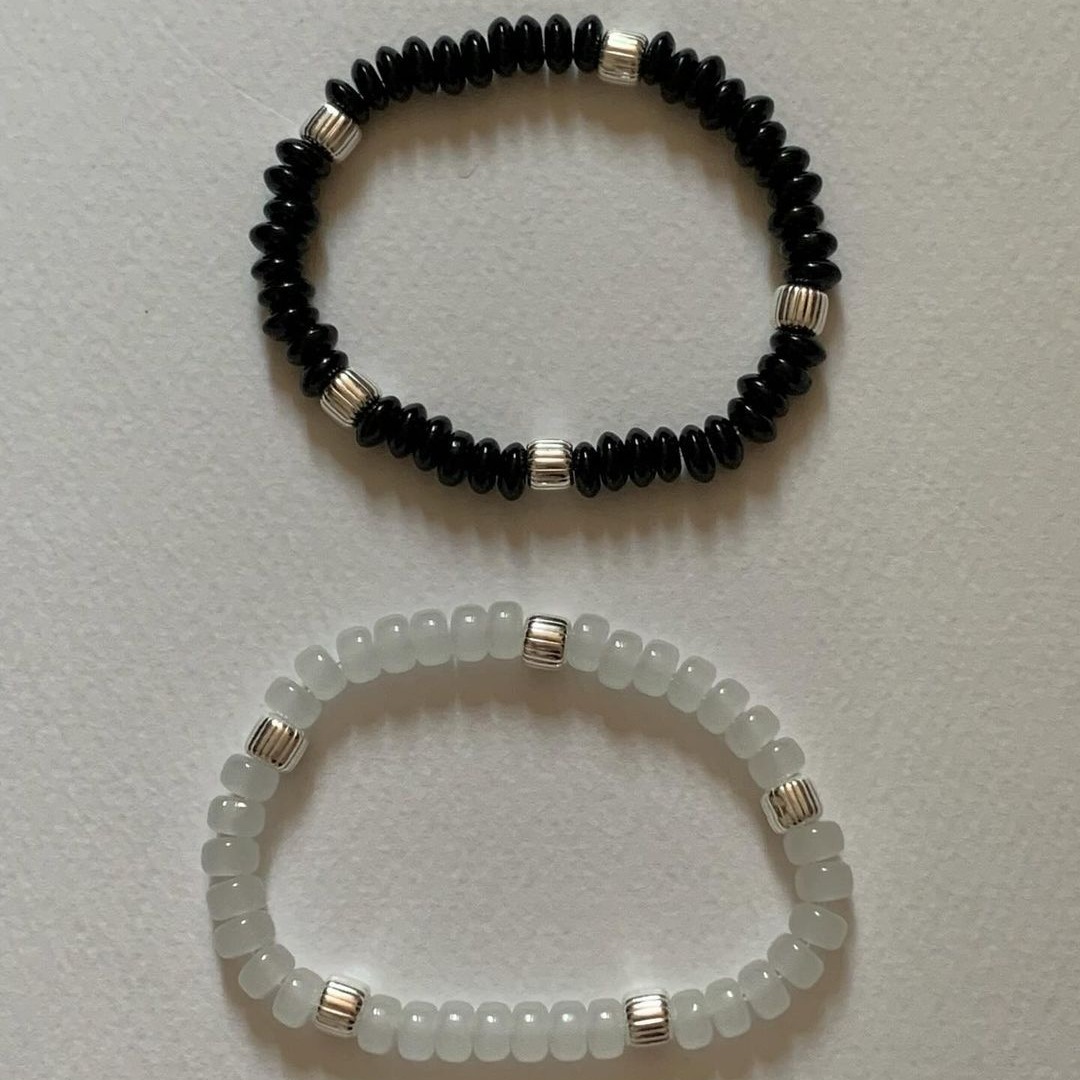 New Natural Stone Agate S925 Pure Silver Beaded Elastic Colorful Fashionable Macaron Hand Bracelet New Style Women's Accessory