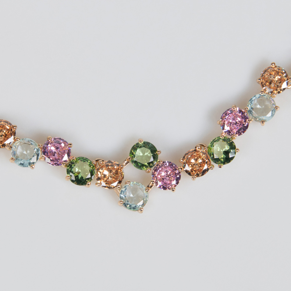 Wedding Necklace Earring Set Women's Bride Jewelry Accessories  Style Zirconia Geometric Pattern Luxury Fashion