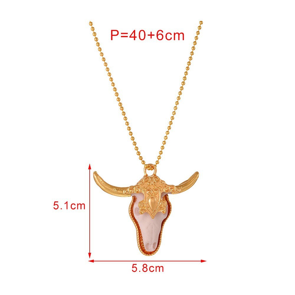 Resin Bull Head Bead Series Necklace Vintage Pendant Valentine's Day Couple Jewelry Accessories