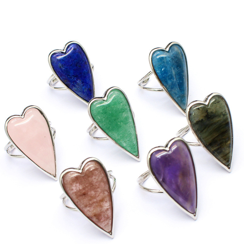 Retro Heart Shaped Purple Quartz Tiger Eye Stone Ring  Luxury Light Luxury DIY Accessories Sales Jewelry