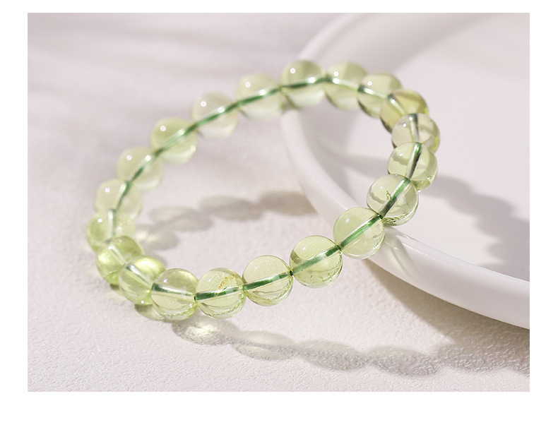 Natural Crystal Bamboo Leaf Green Bracelet Transparent Grape Color Jade Bracelet Geometric Pattern Simple Style Women's Jewelry