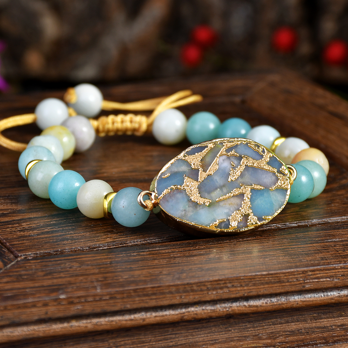 Vacation Classic Style Stone Natural Stone Beaded Chain Bracelets In Bulk