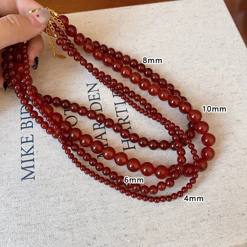 Retro Classic Style Geometric 925 Sterling Silver Agate Beaded Chain Beaded Necklaces Wholesale