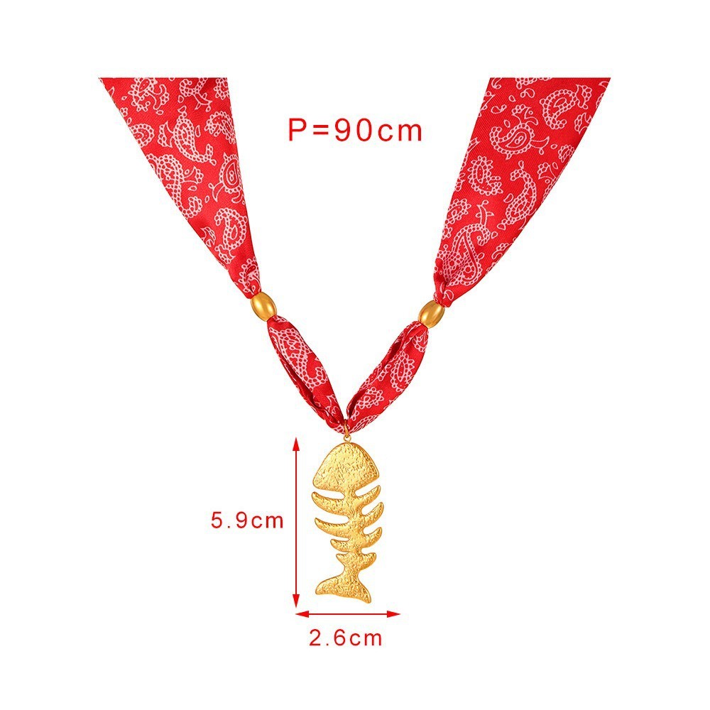 Trendy Titanium Steel Fishbone Pendant Necklace Women's Scarf Style Heart Design Geometric Animal Zodiac Fabric Titanium Steel Luxury Necklace