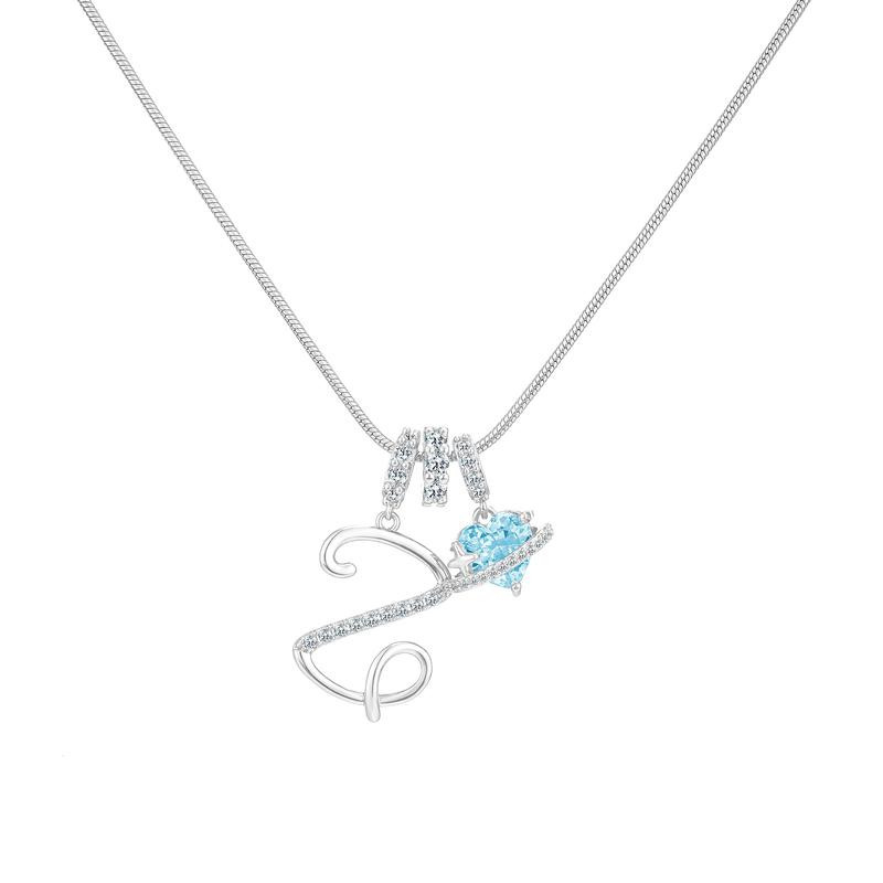 Sweet Heart Letter Pendant Necklace Jewelry Blue Sea Honey Best Friend Series Zircon Fairy Style For Women Copper Material