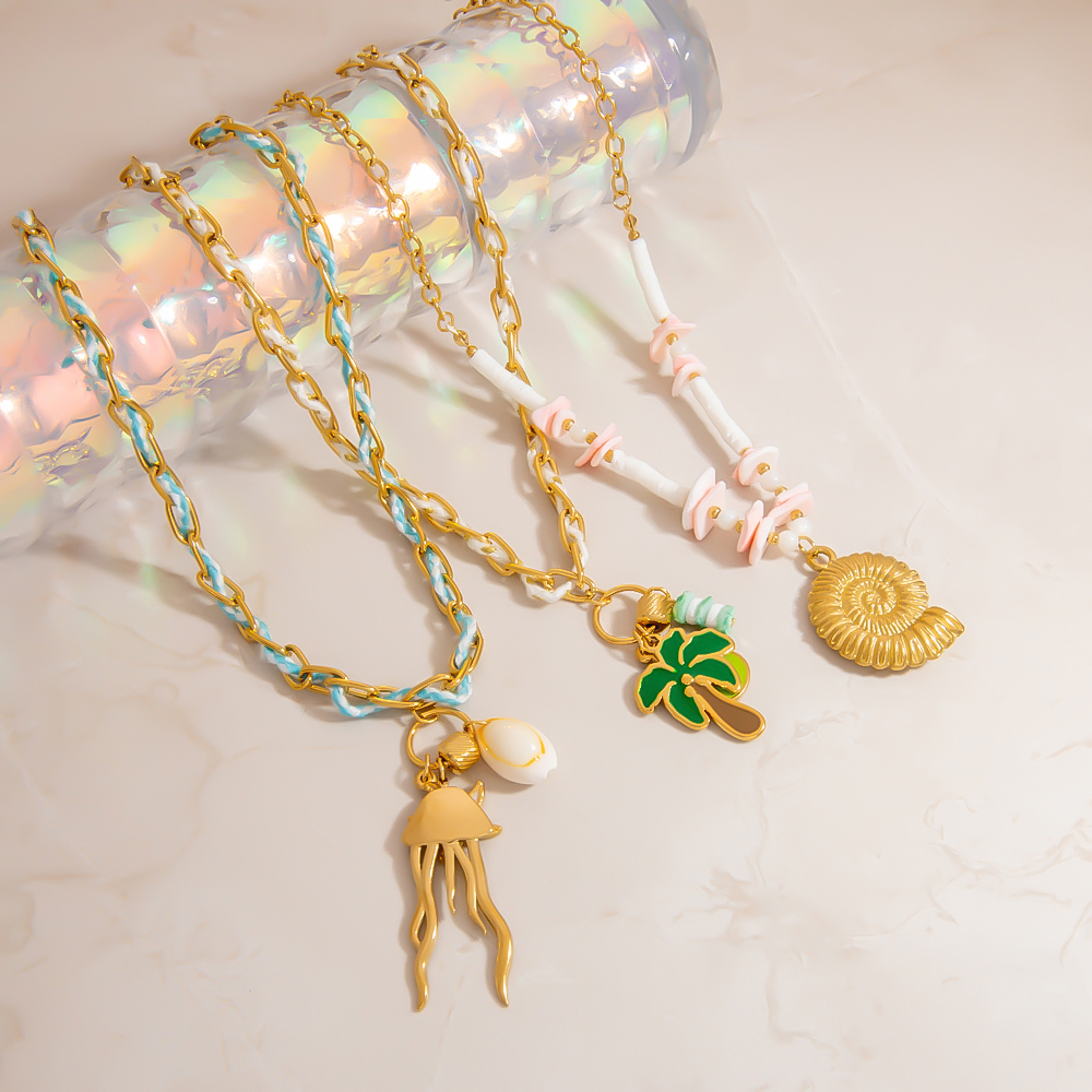 Bohemian Style Color Rope Necklace Women's Cotton Rope Ocean Jellyfish Pendant Luxury Clavicle Chain Casual Holiday Classic