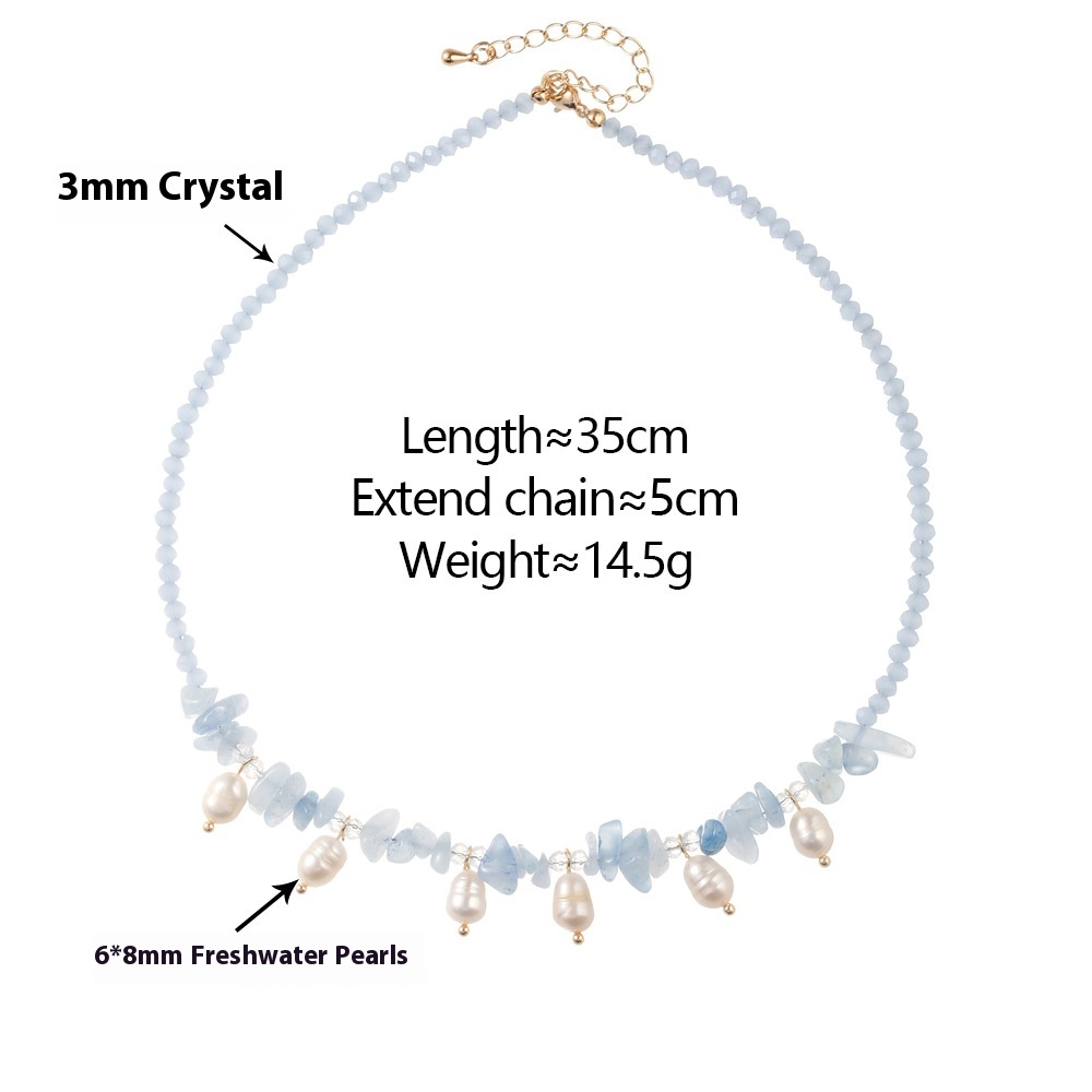 Summer Fresh Fashion Natural Rock Crystal Freshwater Pearl Necklace Versatile Elegant Jewelry Accessory For Women Geometric Pattern