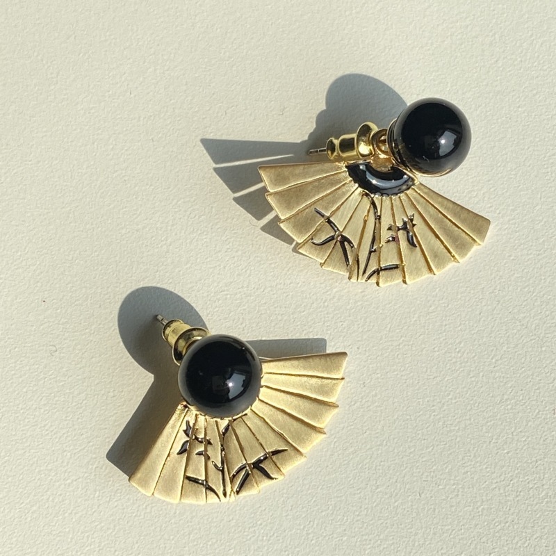 New Chinese Style Black Ink Earrings Retro Palace Series Fashionable High-End National Trend Women's Ear Jewelry Accessories