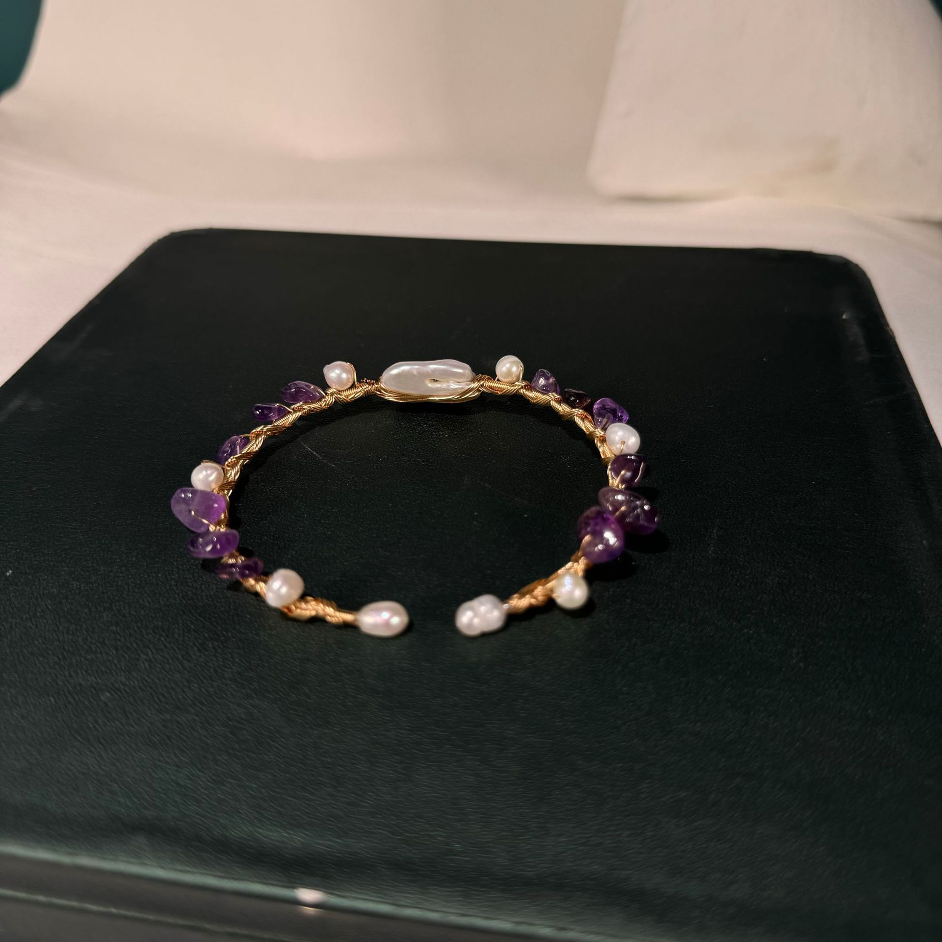 Fashionable Fresh Simple Design Sensation Bracelet With Freshwater Pearl Versatile Geometric Pattern Chain For Women