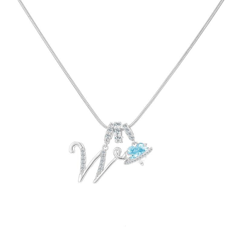 Sweet Heart Letter Pendant Necklace Jewelry Blue Sea Honey Best Friend Series Zircon Fairy Style For Women Copper Material