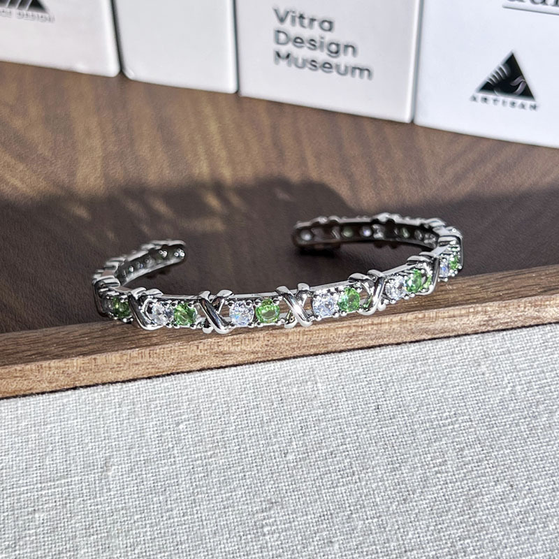 New Style Exquisite Colored Diamond Zircon Inlaid Cross Bracelet For Women Niche Design Genderless Style Versatile Light Luxury Bracelet