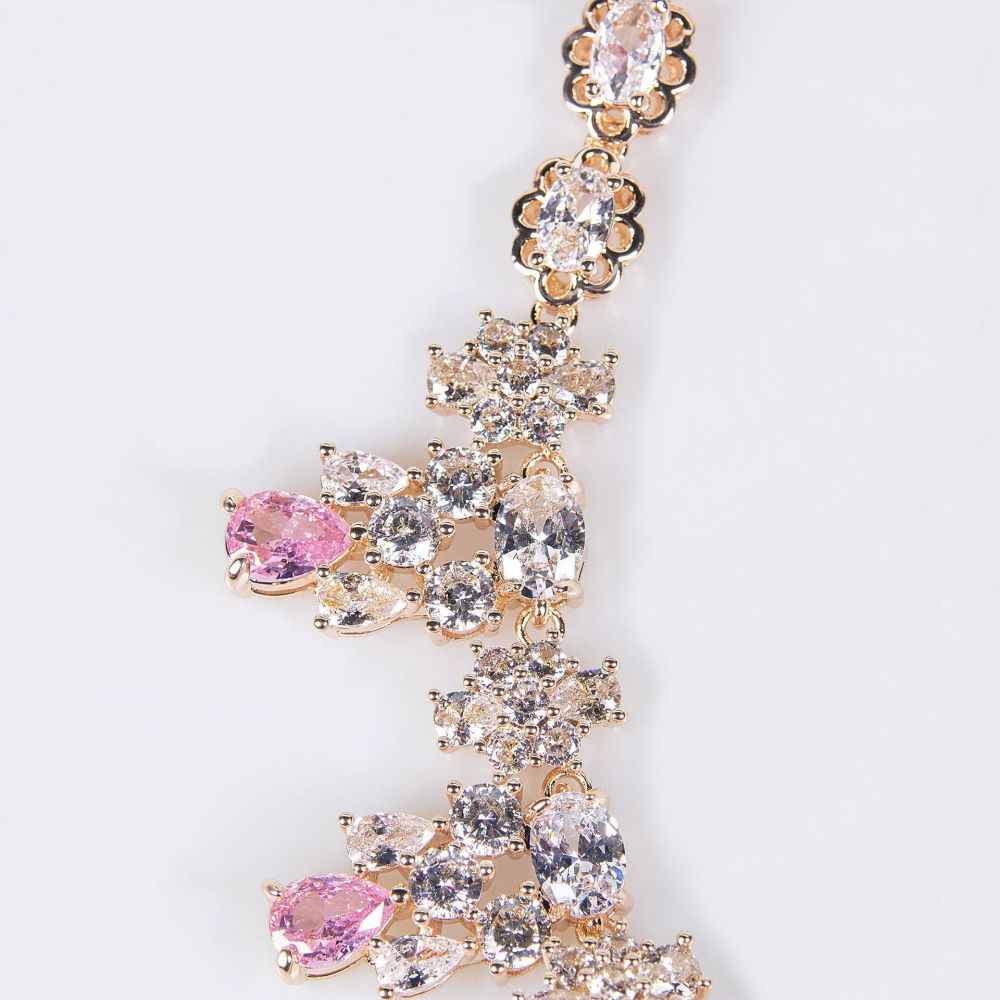 Exquisite Large Waterdrop Zircon Wedding Dress Accessories Set Glitzy AAA Zirconia Evening Gown Women's High-end Bridal Jewelry