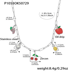 P1053-Steel Color DIY FRUIT COLOR Necklace 42 5cm
