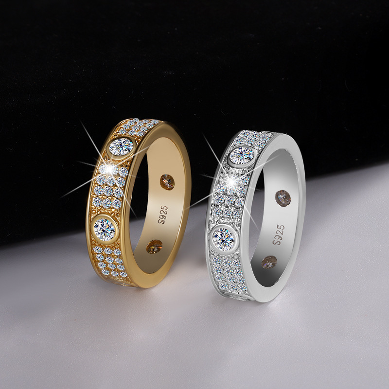 Women's 925 Sterling Silver Geometric Moissanite Rings Brass Jewelry