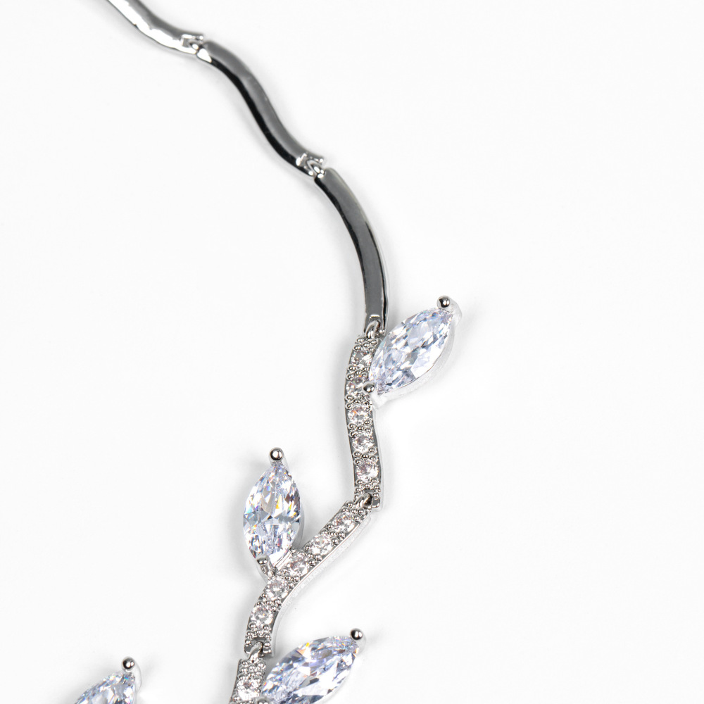 Elegant Bridal Jewelry Set With Zircon Necklace And Tassel Earrings  Style Fashionable Accessories