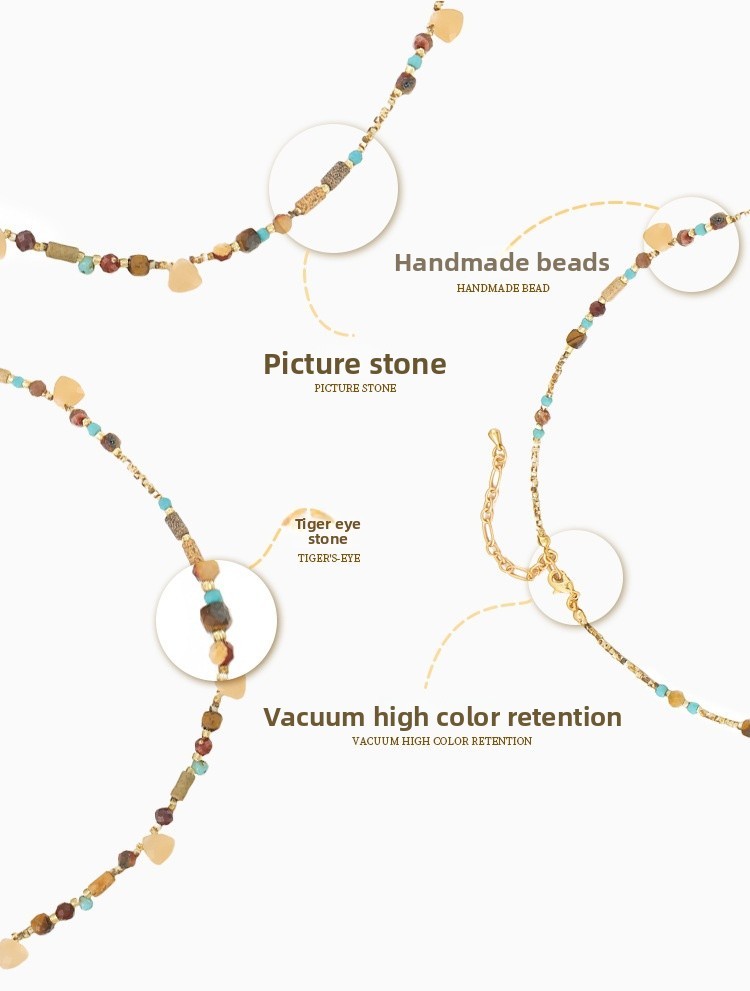 Yadengfeng Original Design Natural Picture Stone Necklace Czech Beads Set Women's Jewelry Accessories Triangle Round Handmade