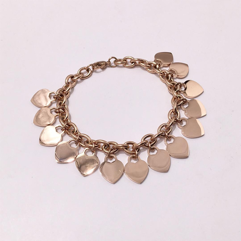 PVD Coated 14K Real Gold Plated 18K Real Gold Plated 24K Real Gold Plated Heart Shape 304 Stainless Steel 316L Stainless Steel  316 Stainless Steel  Basic Classic Style Plating Bracelets
