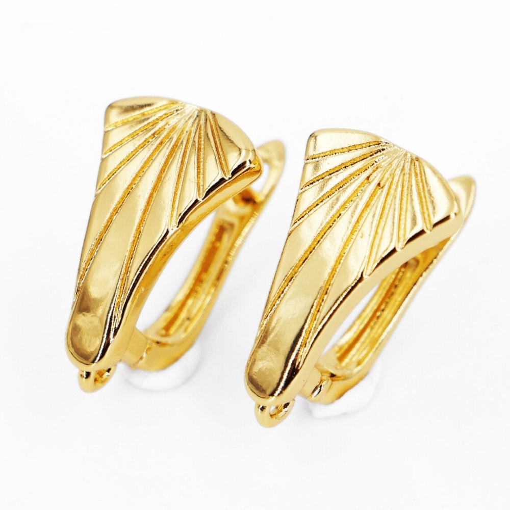 Eco-friendly DIY Copper Plated 18K Gold Totem U-shaped Ear Clip Jewelry Accessories Shell Inlaid Simple Women