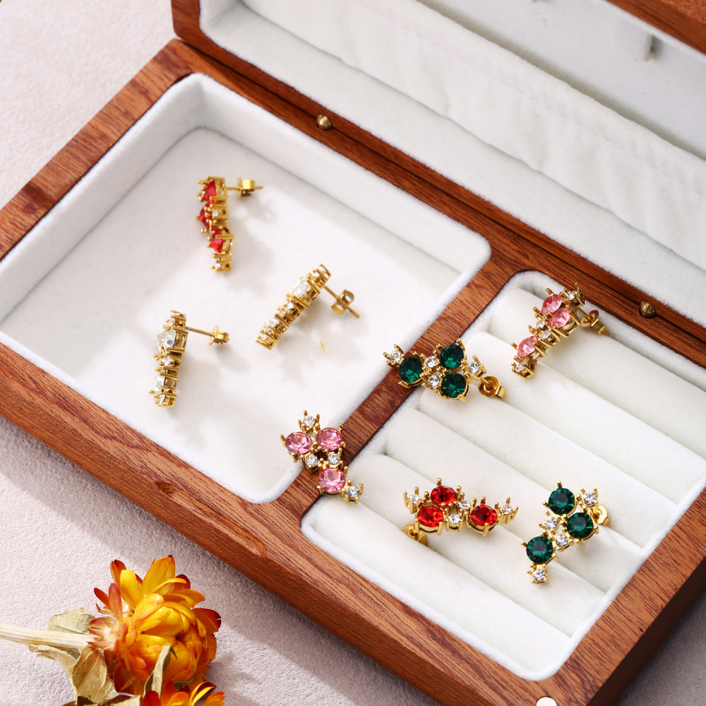 Fashionable Red Cherry Titanium Steel Earrings Women's Exquisite Design Luxury Light Earring Jewelry Accessories