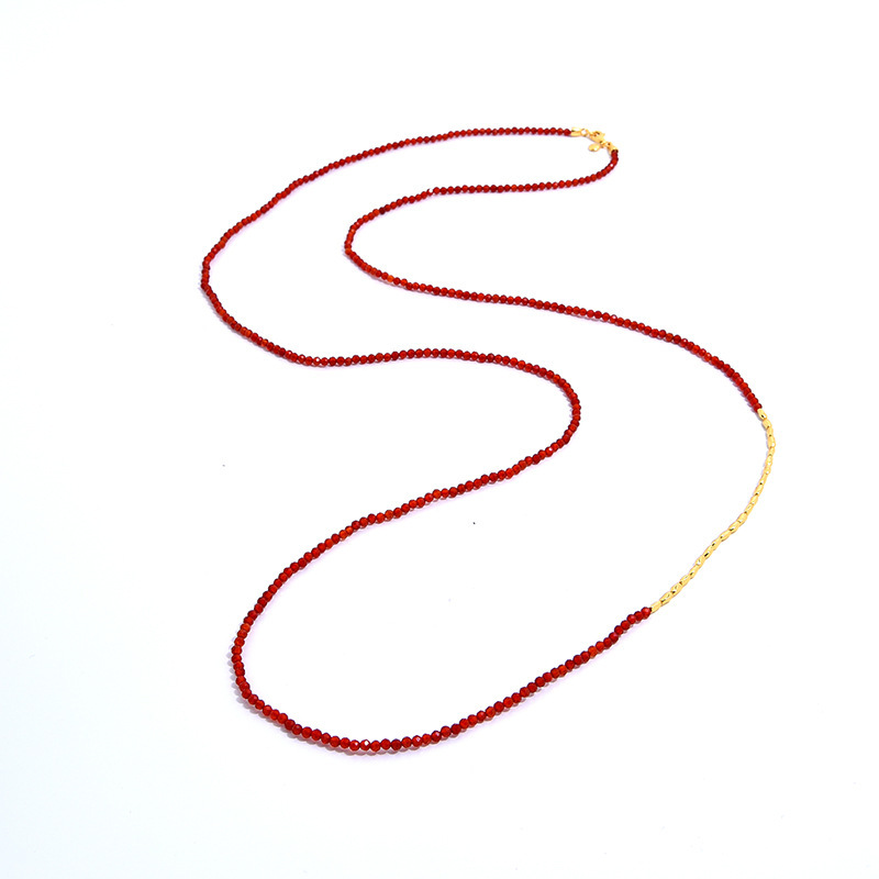 Casual Simple Style Geometric Natural Stone Agate Sterling Silver Gold Plated Sweater Chain In Bulk