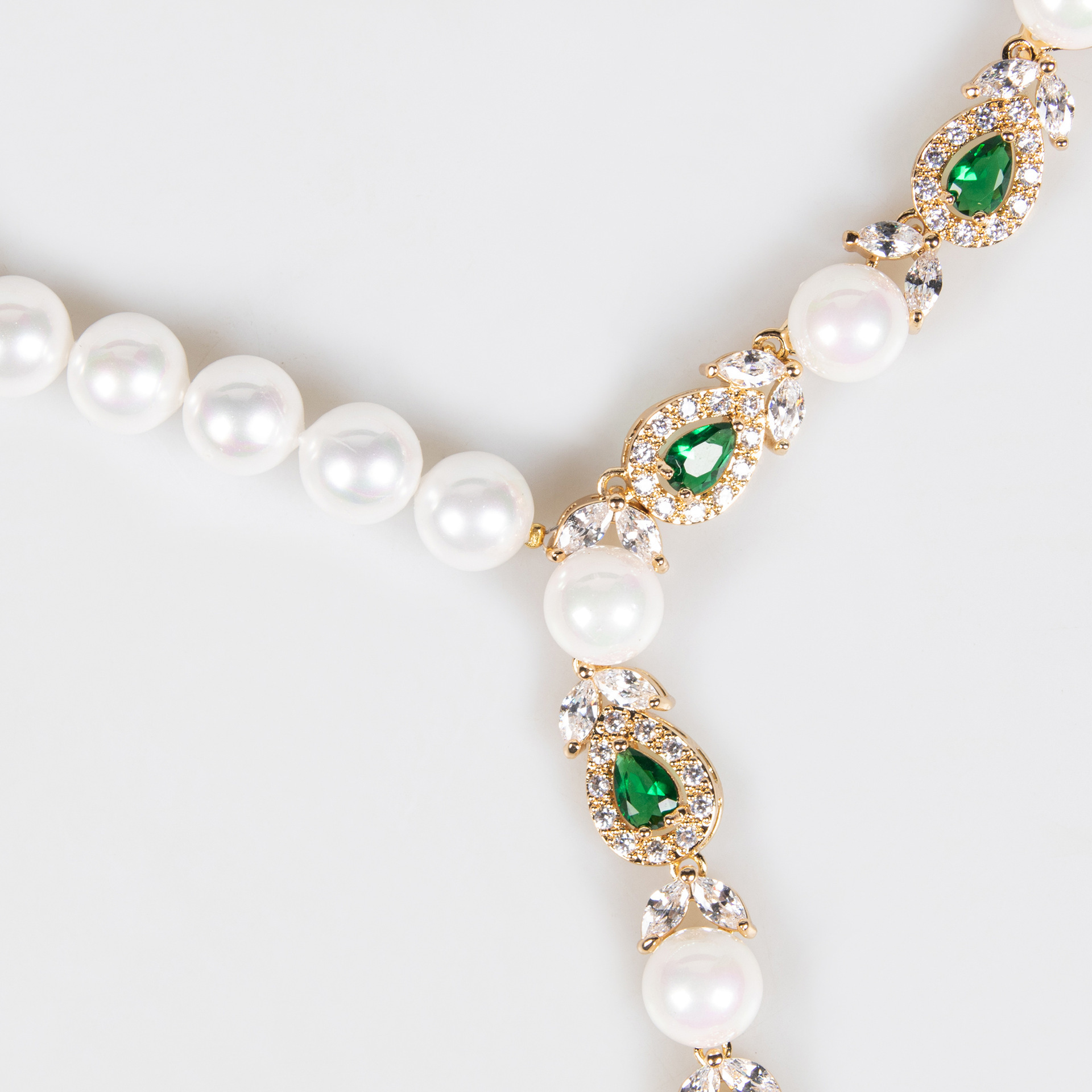 Exquisite Pearl Necklace And Earring Set Full Of Diamonds AAA Zirconia Wedding Accessories Luxury Jewelry For Women Copper